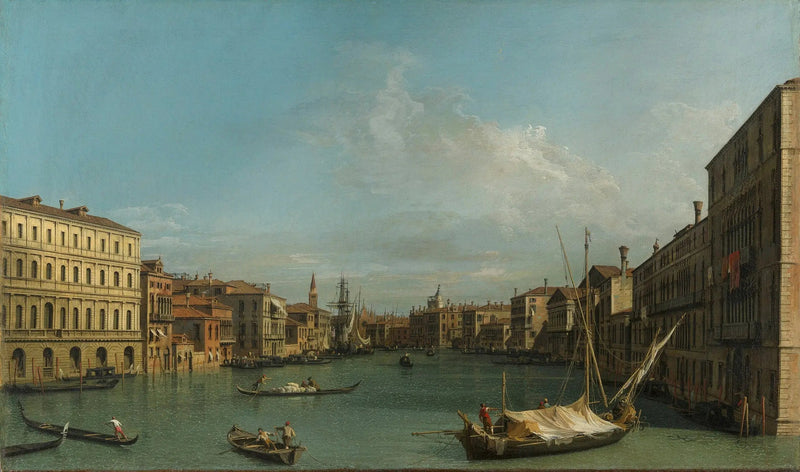 Venetië: het Grote Kanaal van het Paleis Foscari richting de Carità - Canaletto