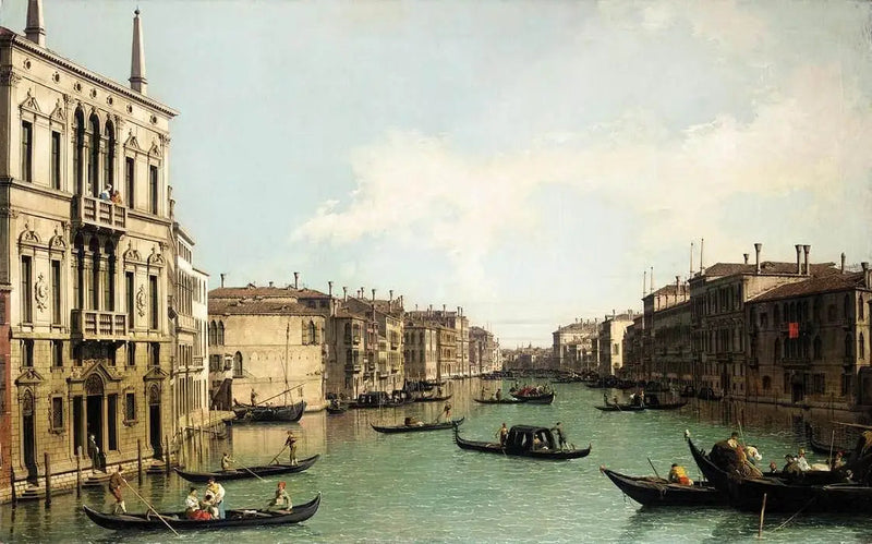 Venetië: Het Grote Kanaal, richting noordoost vanaf het Paleis Balbi naar de Rialtobrug - Canaletto