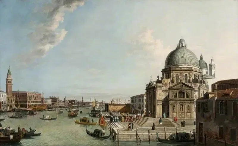 Venetië: het Groot Kanaal gezien vanaf het oosten, met de kerk Santa Maria della Salute - Canaletto