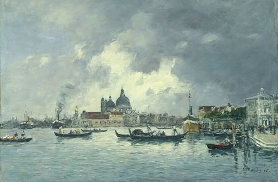 Venetië, 's Avonds. De Kaai van de Slaven en de Salute - Eugène Boudin