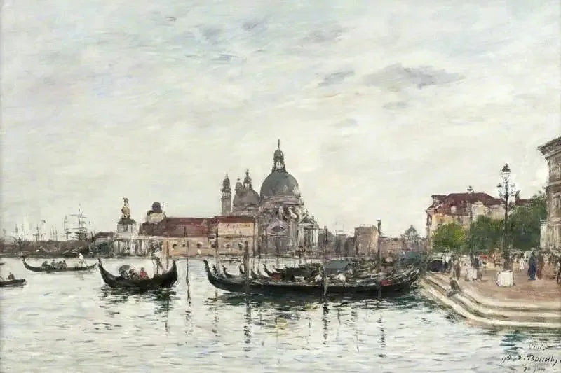 Venetië: Santa Maria della Salute en de Dogana gezien vanaf de andere kant van het Grand Canal - Eugène Boudin