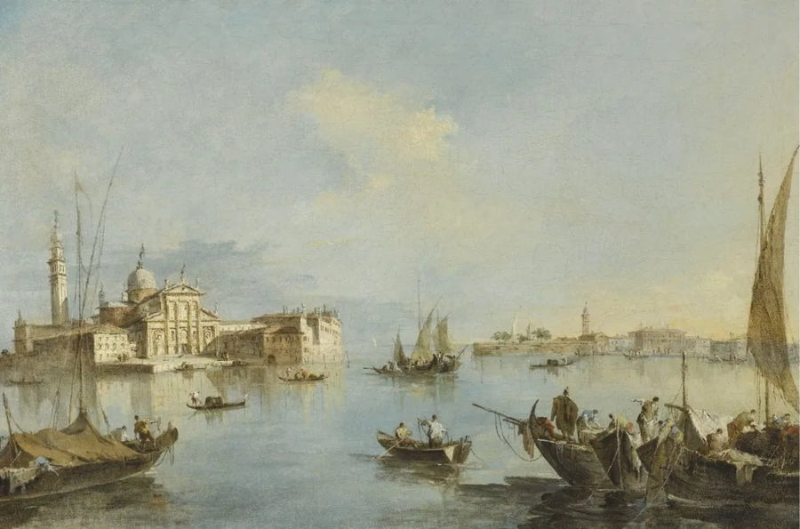 Venetië, uitzicht op de San Giorgio Maggiore kerk met de Giudecca op de achtergrond - Francesco Guardi