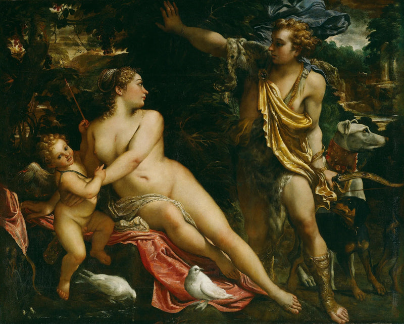 Venus, Adonis en Cupido - Annibale Carracci