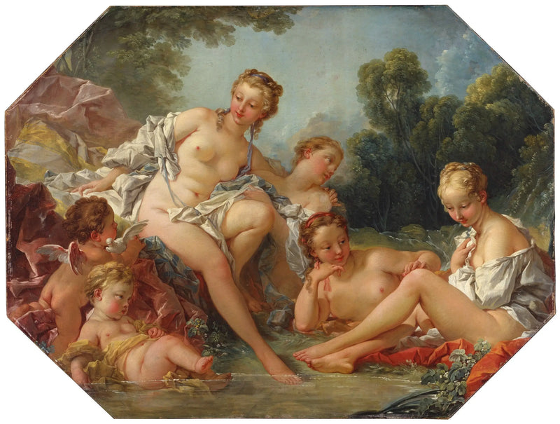Venus in haar bad omringd door nimfen en cupido's - François Boucher