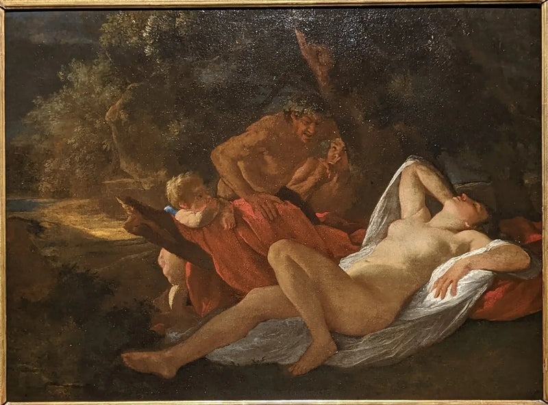 Venus bespied door twee satyrs - Nicolas Poussin
