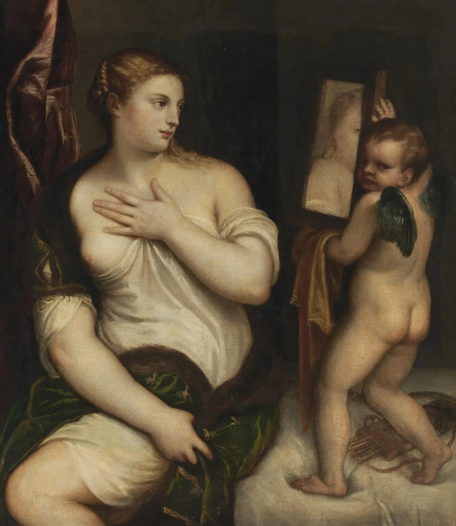 Venus en Cupido met een spiegel - Titian