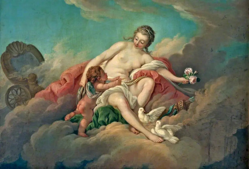 Venus en Cupido in de wolken - François Boucher