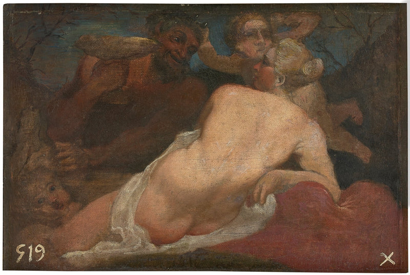 Venus en een satyr - Annibale Carracci