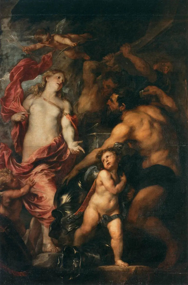 Venus laat door Vulcanus wapens smeden voor haar zoon Eneas - Antoine van Dyck

Source:
Vénus fait forger par Vulcain des armes pour son fils Énée - Antoine van Dyck