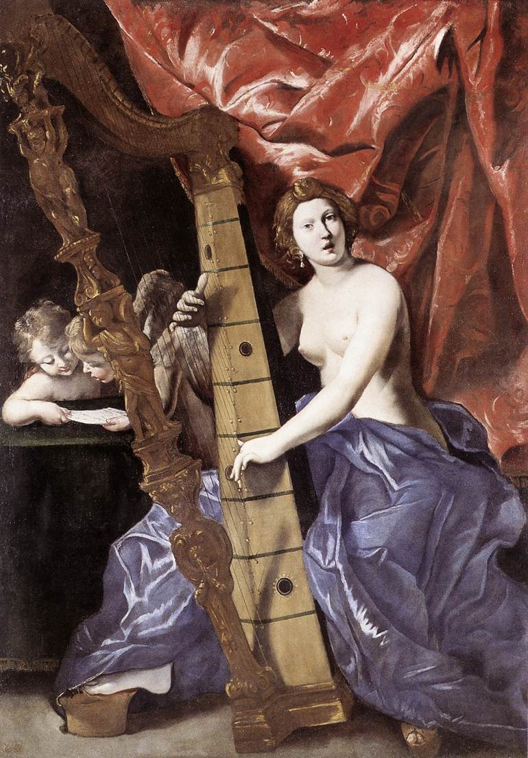 Venus die harp speelt - Giovanni Lanfranco