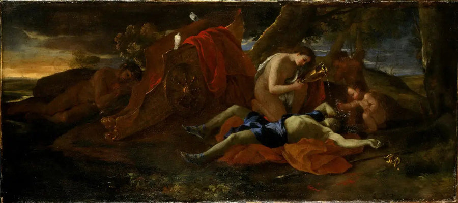 Weenende Venus en Adonis - Nicolas Poussin
