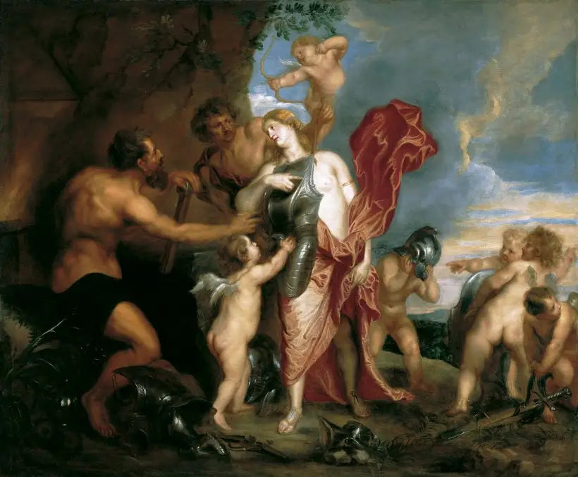 Venus ontvangt de wapens van Aeneas van Vulcanus - Antoine van Dyck

Source:
Vénus recevant les armes d'Énée de Vulcain - Antoine van Dyck