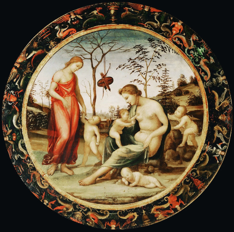 Aardse Venus met Eros en Hemelse Venus met Antéros en twee andere cupido's - Il Sodoma (Giovanni Antonio Bazzi)