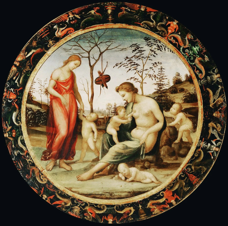 Aardse Venus met Eros en Hemelse Venus met Antéros en twee andere cupido's - Il Sodoma (Giovanni Antonio Bazzi)
