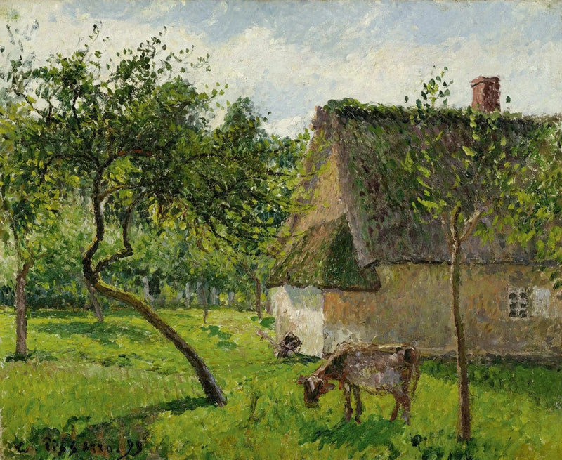 Boomgaard in Varengeville met koe (Een omheining in Varengeville) - Camille Pissarro