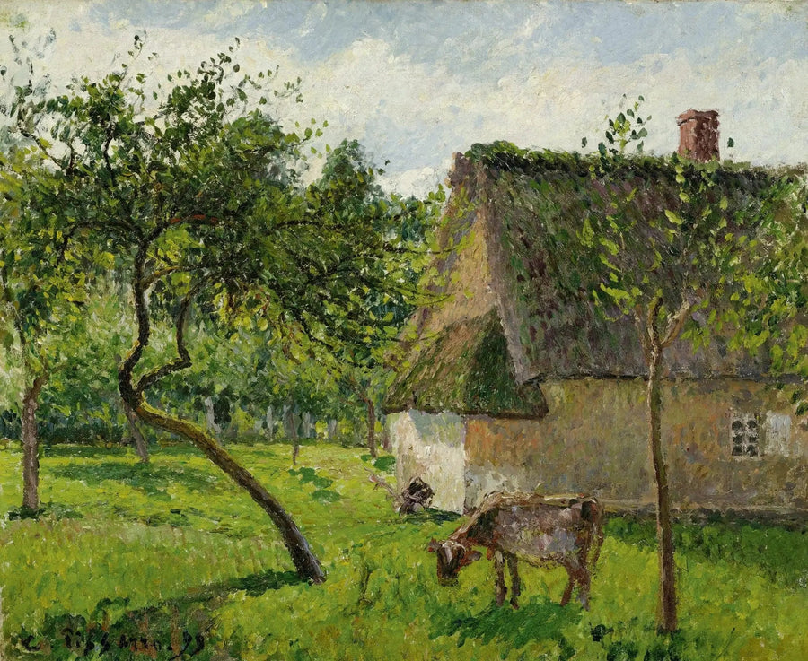 Boomgaard in Varengeville met koe (Een omheining in Varengeville) - Camille Pissarro