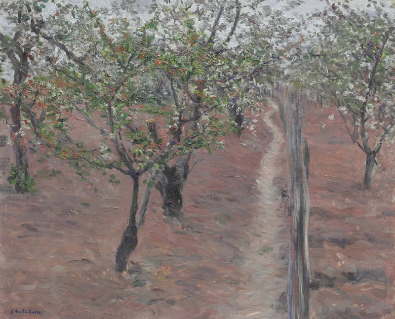 Boomgaard, bloeiende bomen, Petit Gennevilliers - Gustave Caillebotte