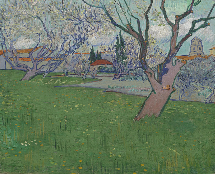 Bloeiende boomgaarden, uitzicht op Arles - Vincent van Gogh