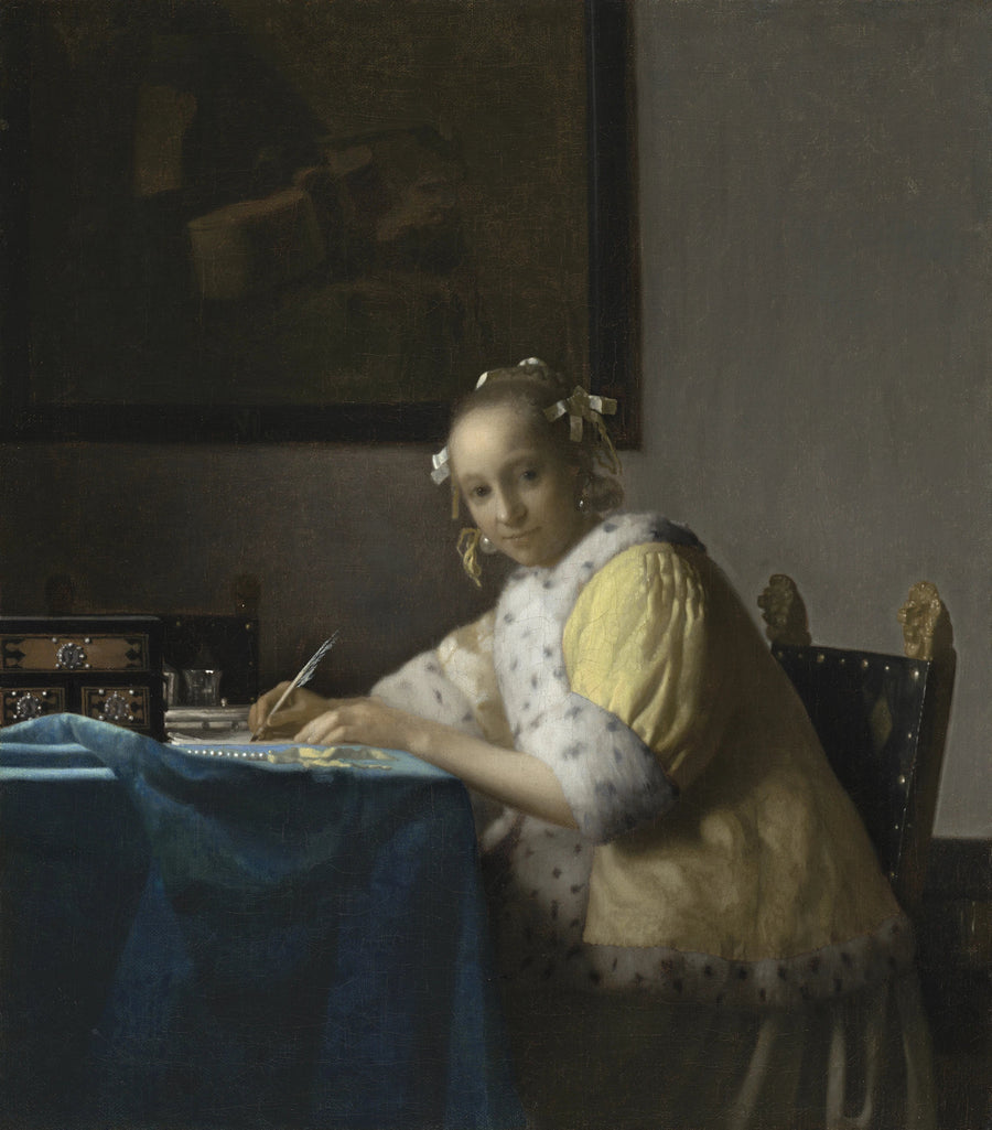 Jonge Vrouw die een brief schrijft - Johannes Vermeer