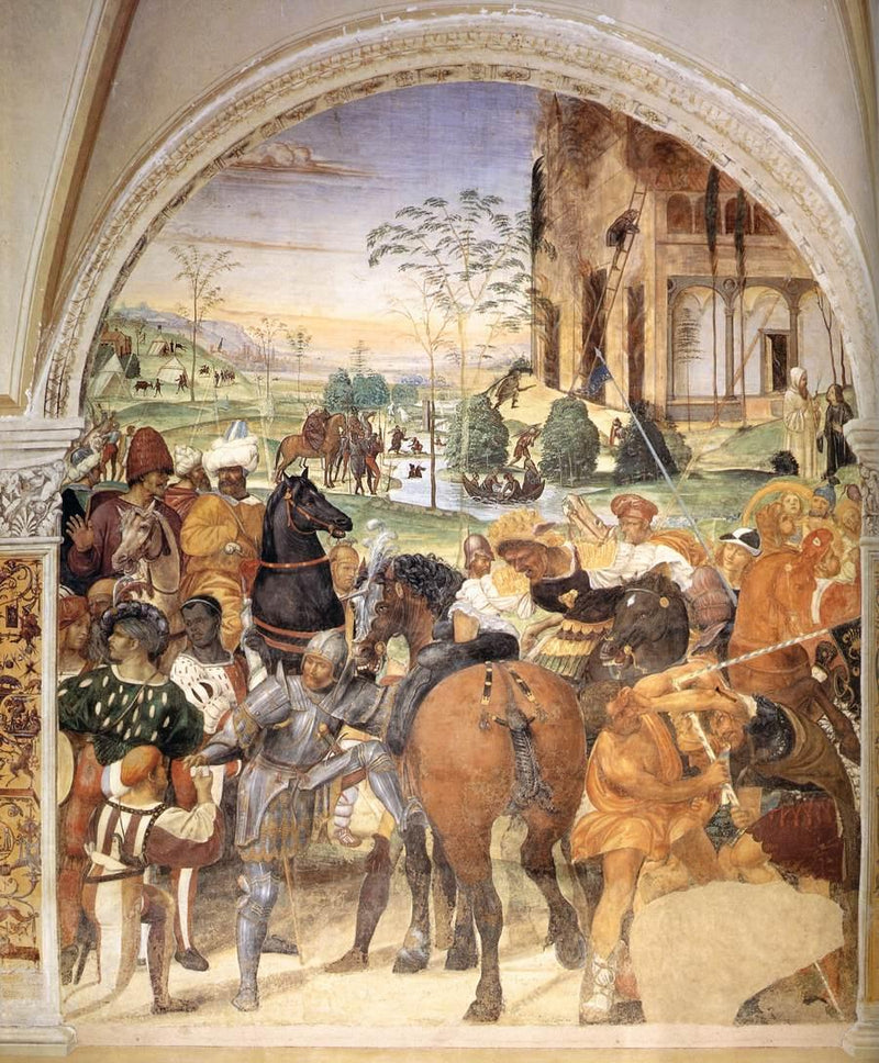 Leven van Sint-Benoît, scène 30 : Benoît voorspelt de vernietiging van Montecassino - Il Sodoma (Giovanni Antonio Bazzi)