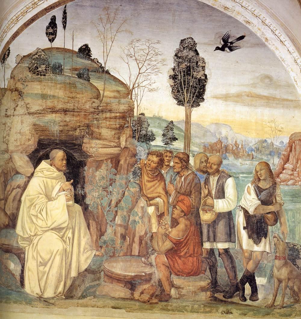 Vie de saint Benoît scène 7: Benoît instruit les paysans - Il Sodoma (Giovanni Antonio Bazzi) - Alpha Reproduction