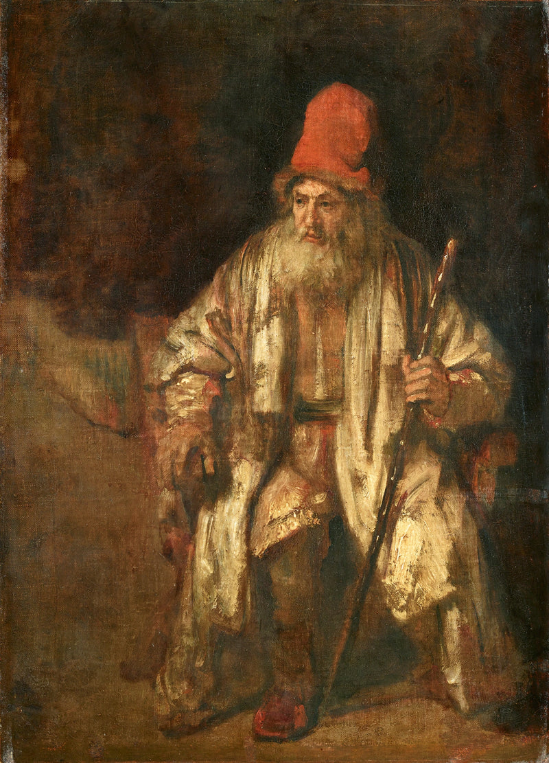 Buste van een oude man met een rode hoed - Rembrandt