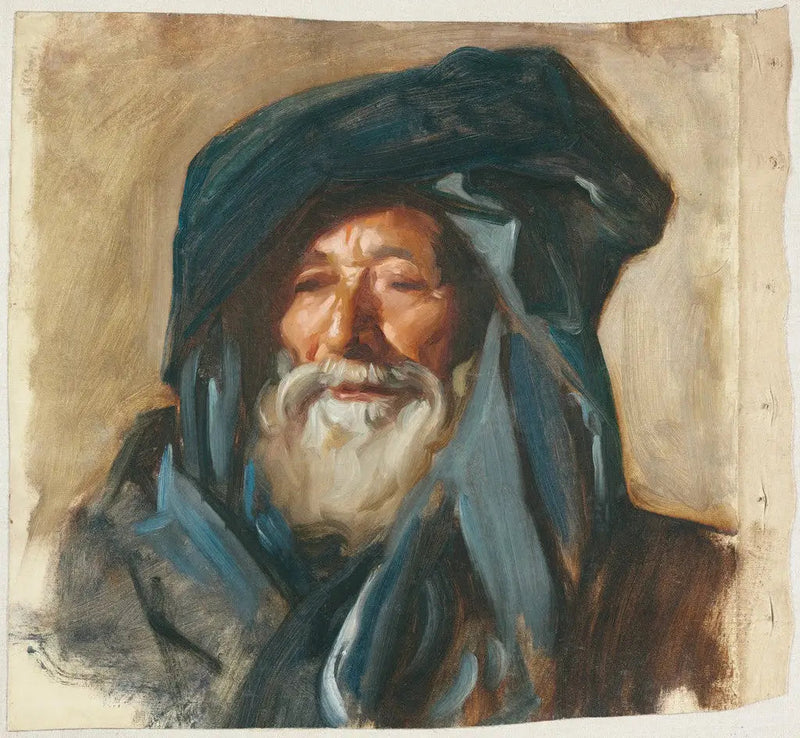Oude man in donkere mantel - John Singer Sargent
