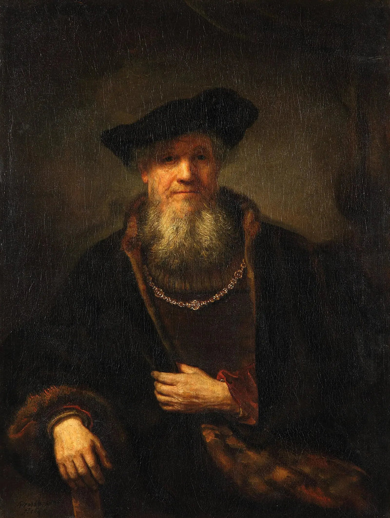 Oude man met een bontjas - Rembrandt