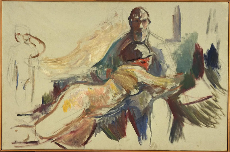 Oude man met een naakte vrouw in zijn armen - Edvard Munch