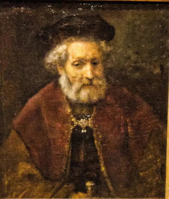 Oude man met een baard en een baret - Rembrandt