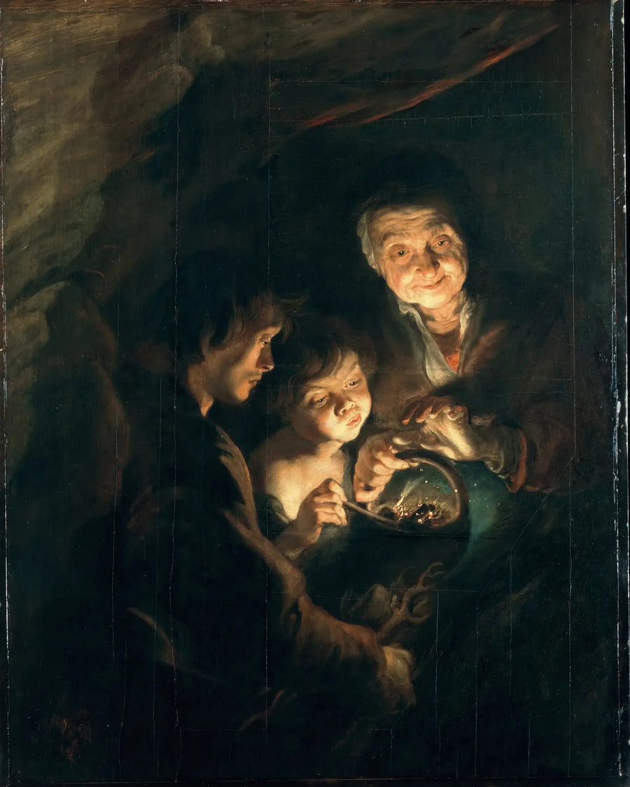 Oude vrouw met een houtskoolmand - Peter Paul Rubens