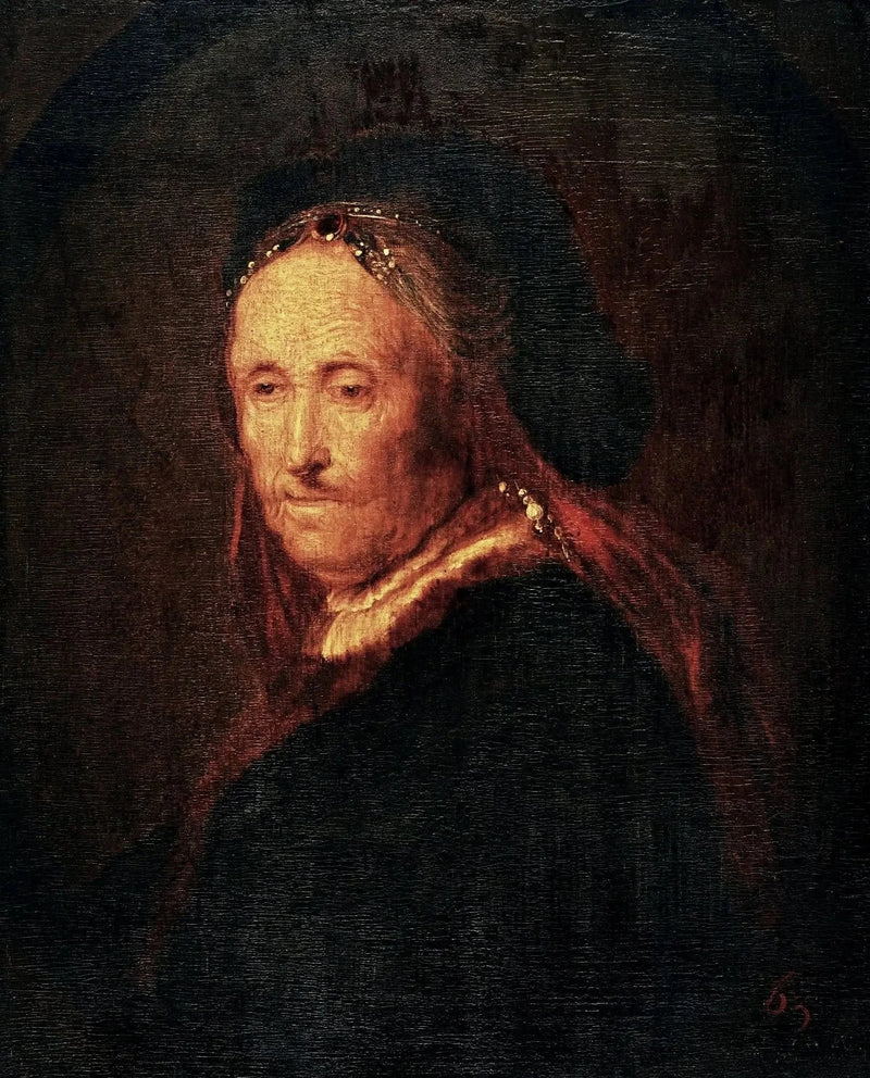 Oude vrouw in oosters kostuum (Portret van de moeder van Rembrandt). - Rembrandt