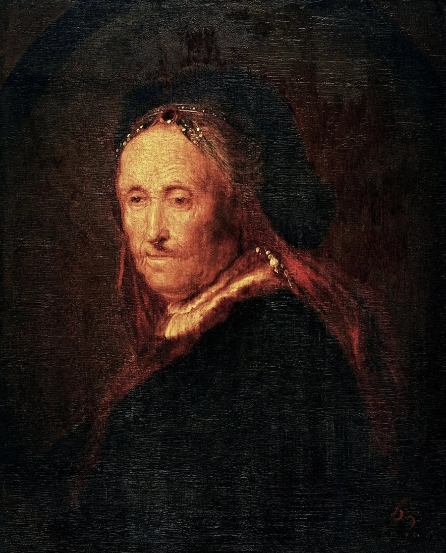 Oude vrouw in oosters kostuum (Portret van de moeder van Rembrandt). - Rembrandt
