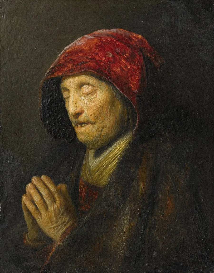 Oude vrouw in gebed - Rembrandt