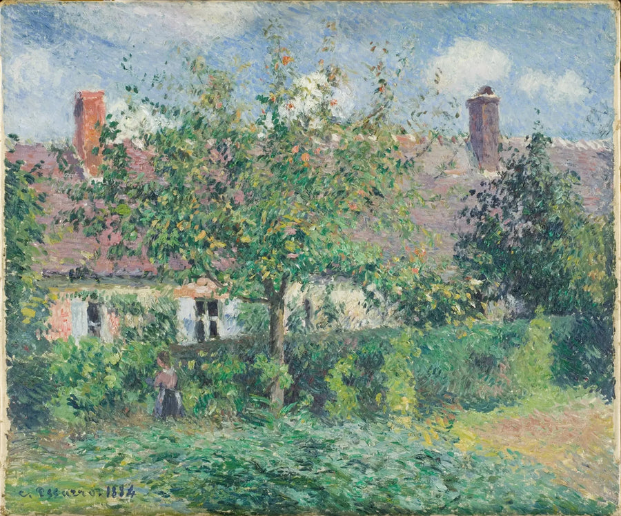 Oude huizen in Éragny, van Camille Pissarro, 1884 - Camille Pissarro