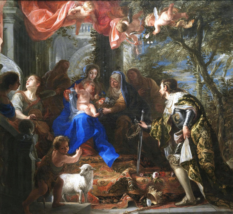Maagd met Kind, vereerd door Sint Louis, Koning van Frankrijk - Claudio Coello