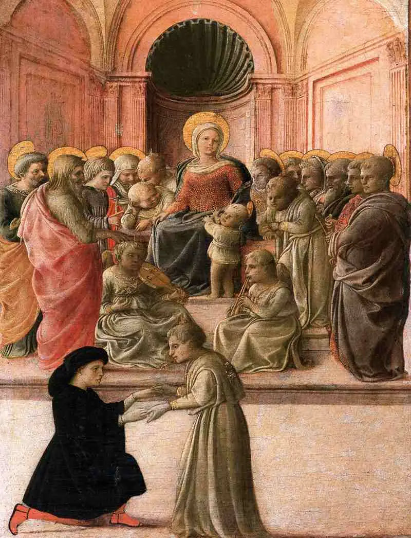 Maagd met Kind met heiligen, engelen en een donateur - Fra Filippo Lippi