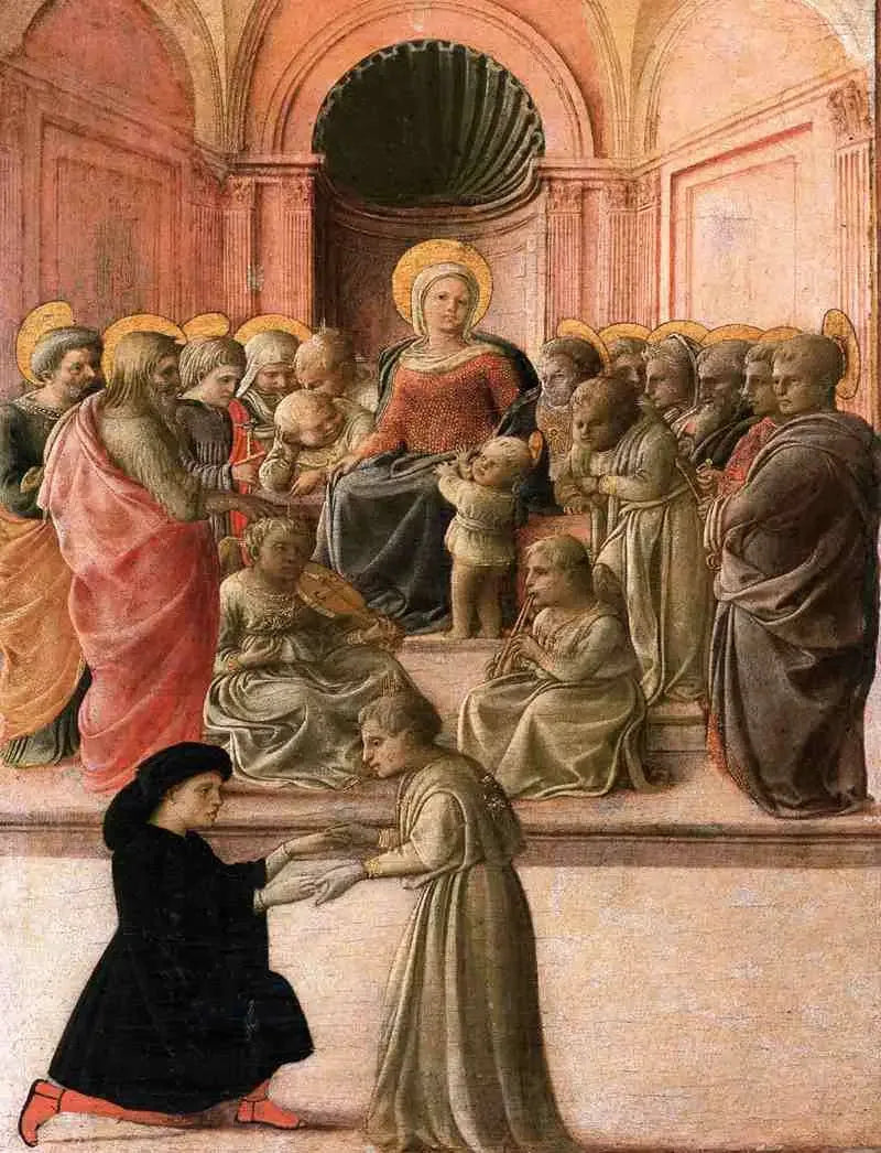 Maagd met Kind met heiligen, engelen en een donateur - Fra Filippo Lippi