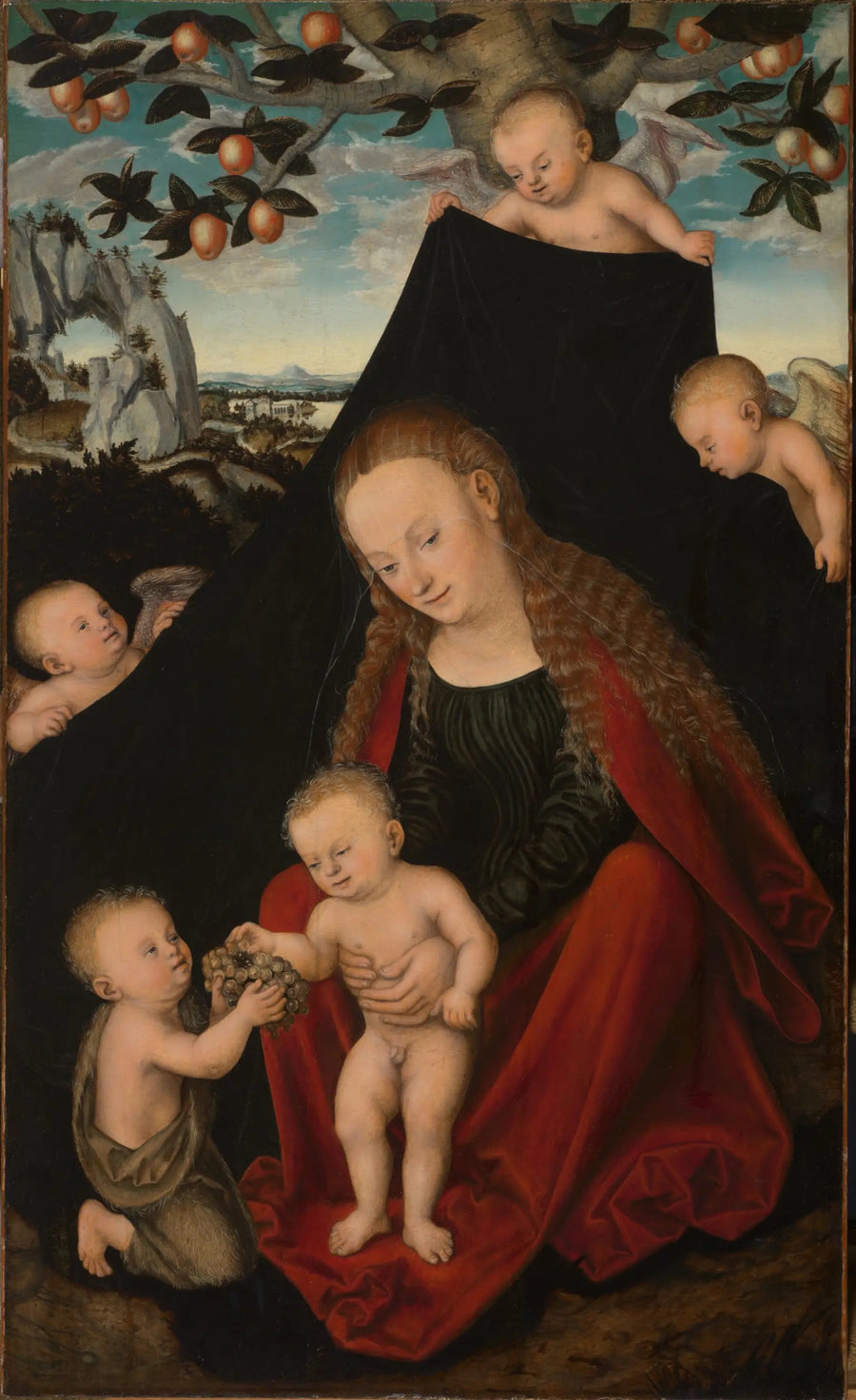 Maagd met Kind met de jonge Sint-Jan de Doper en engelen - Lucas Cranach de Oudere