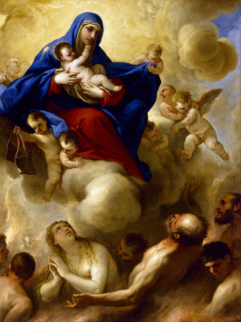 Maagd met Kind met de zielen van het Vagevuur - Luca Giordano