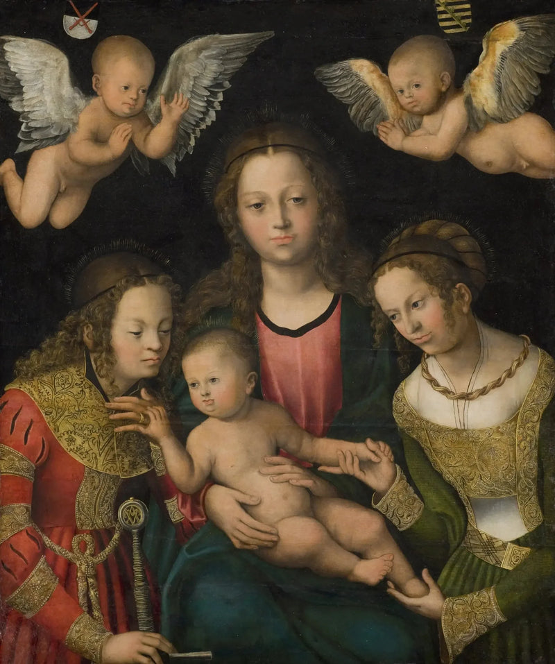 Maagd met Kind met de heilige Catharina en Barbara - Lucas Cranach de Oudere