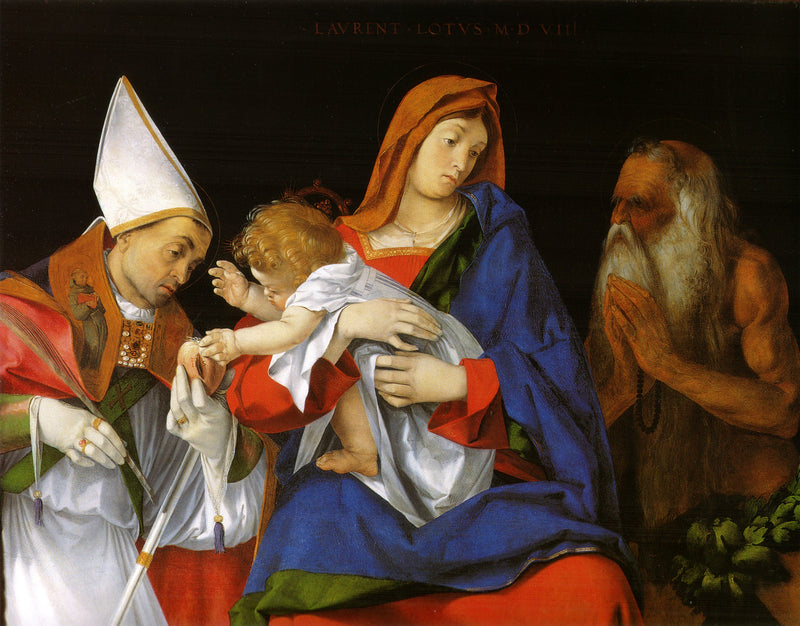 Maagd met Kind met de heiligen Ignatius van Antiochië en Onuphrius - Lorenzo Lotto