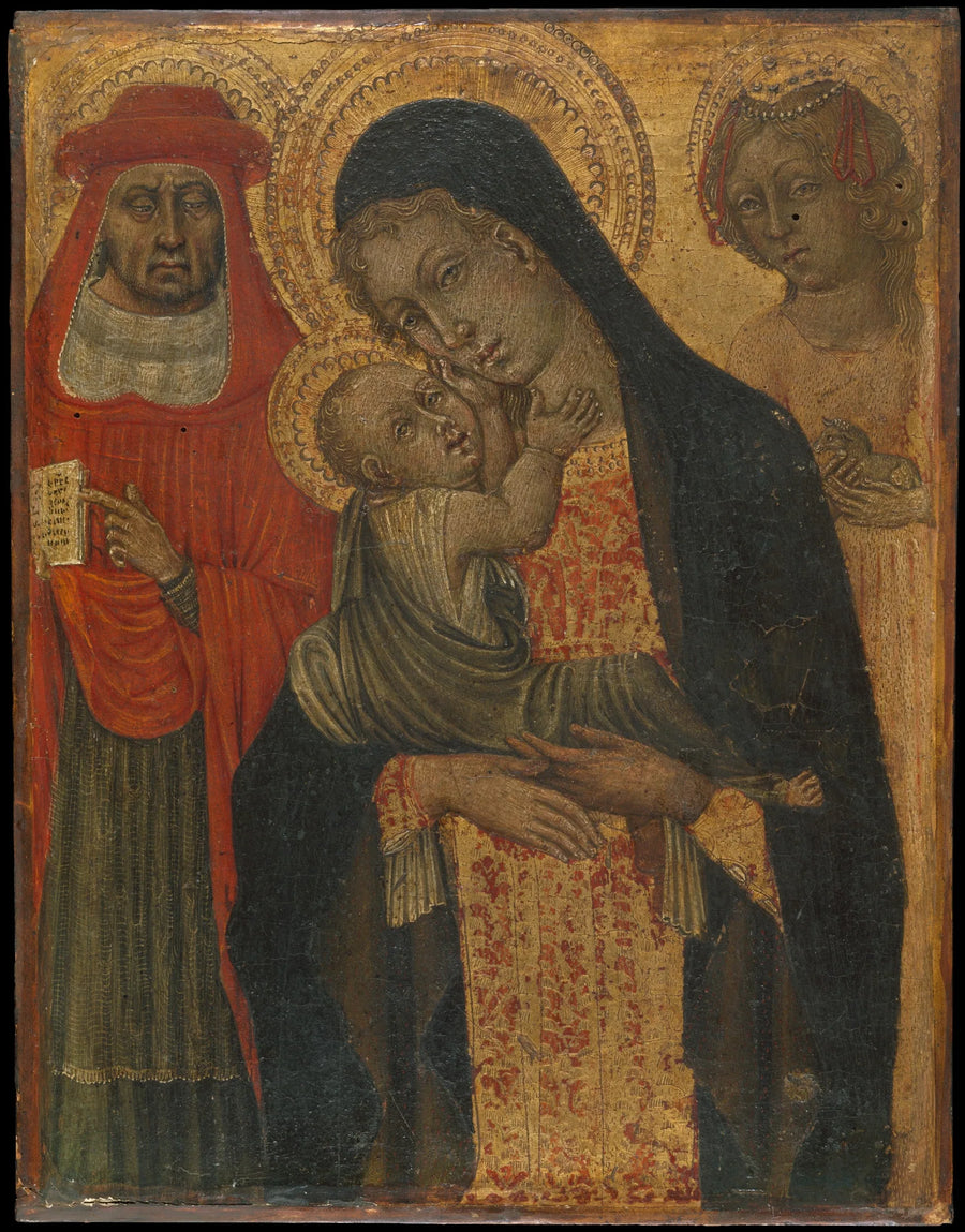 Maagd met Kind met de heiligen Hiëronymus en Agnes - Giovanni di Paolo