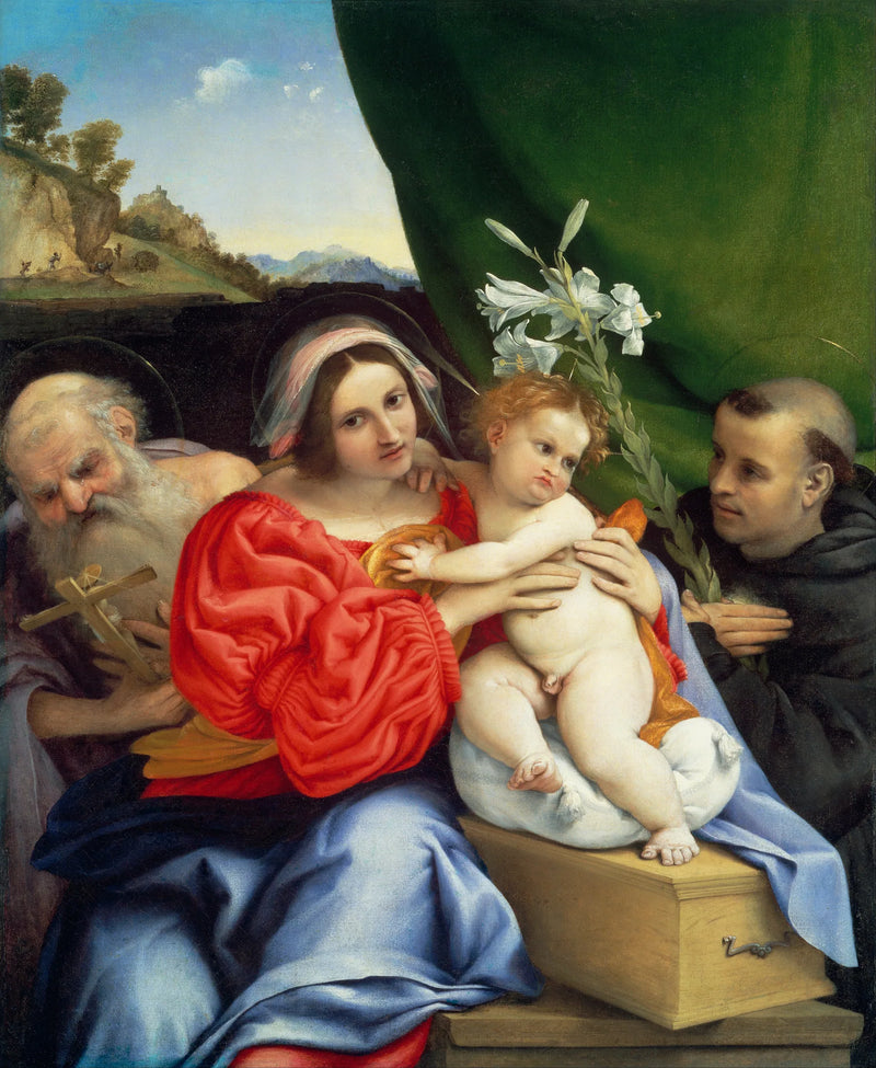 Maagd met Kind met de heiligen Hiëronymus en Nicolaas van Tolentino - Lorenzo Lotto