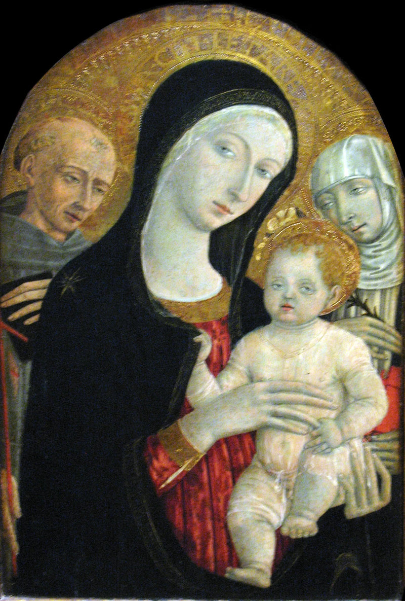 Maagd met Kind met Sint Franciscus en Sint Catharina van Siena - Matteo di Giovanni