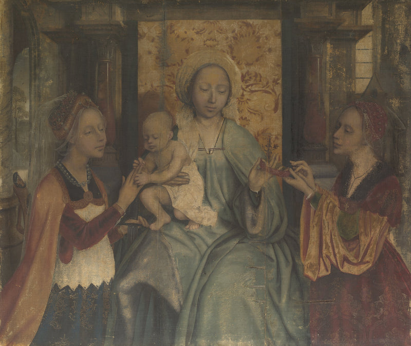 Maagd met Kind met Sint-Barbara en Sint-Catharina - Quentin Metsys