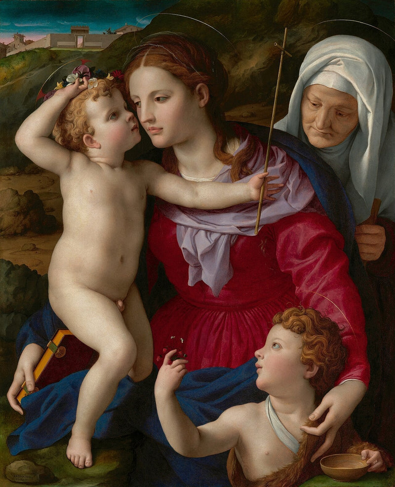 Maagd met Kind met heilige Elisabeth en Johannes de Doper - Bronzino