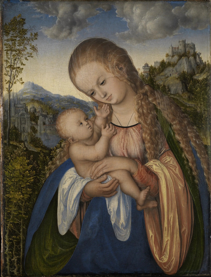 Maagd met Kind in een weelderig landschap - Lucas Cranach de Oudere