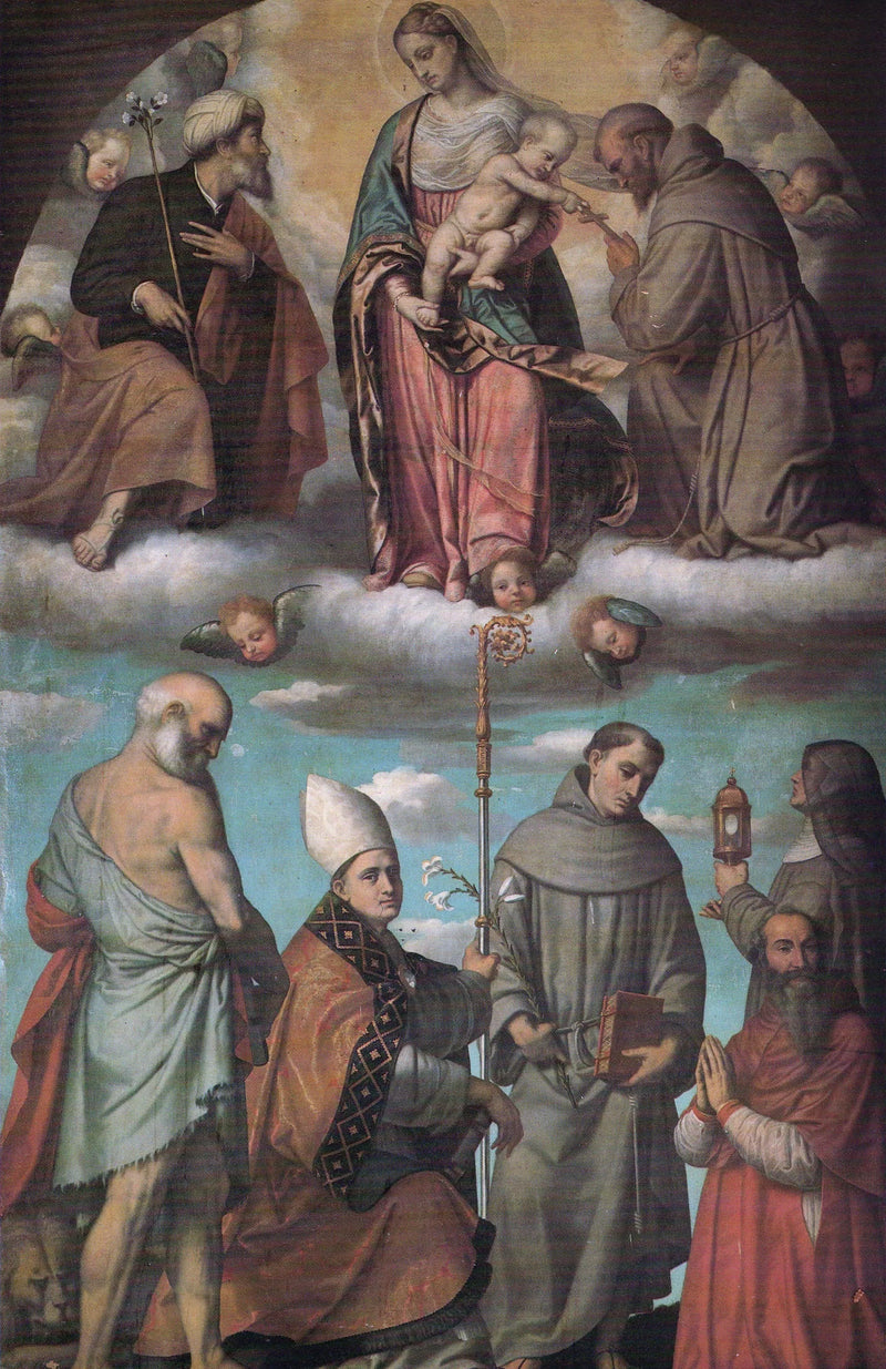 Maagd met Kind in glorie met de heiligen Jozef en Franciscus - Alessandro Bonvicino