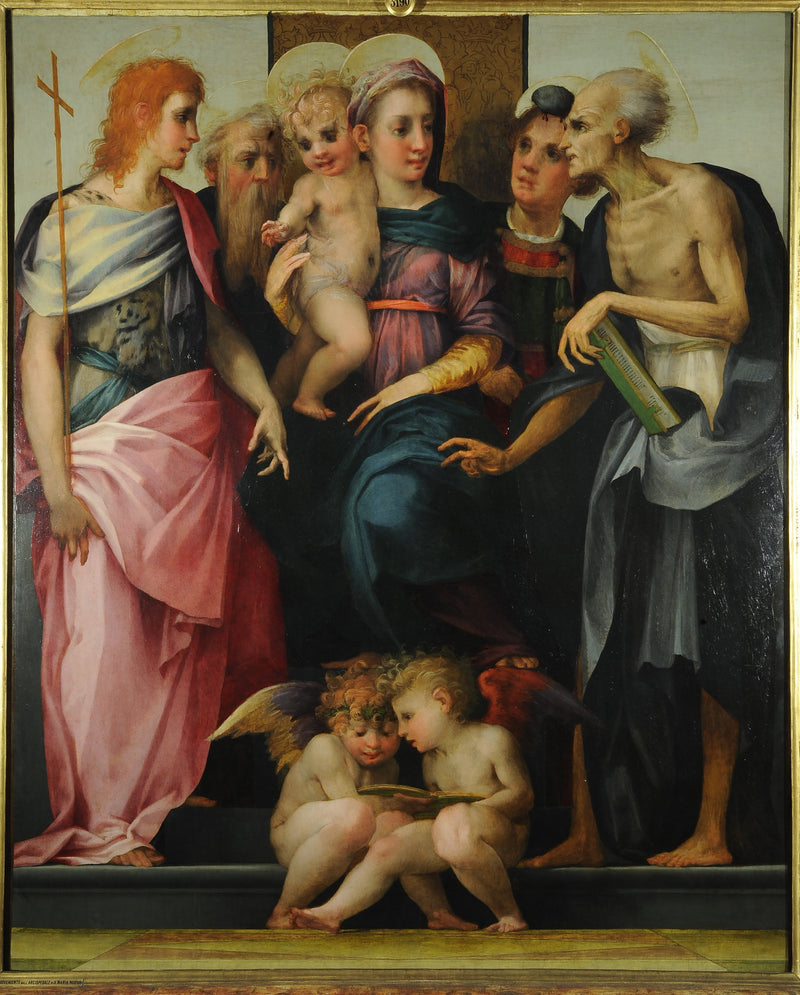 Maagd met Kind in majesteit met de heiligen Johannes de Doper, Abt Antonius, Stefanus en Jeremia - Rosso Fiorentino